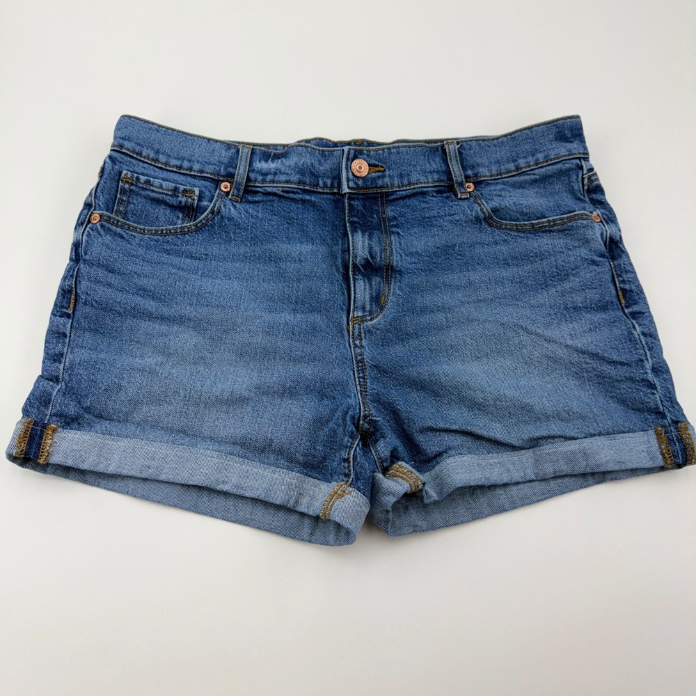 Loft Denim Shorts Womens 10 Blue Rolled Cuff Medium Wash Mid Rise 579648
